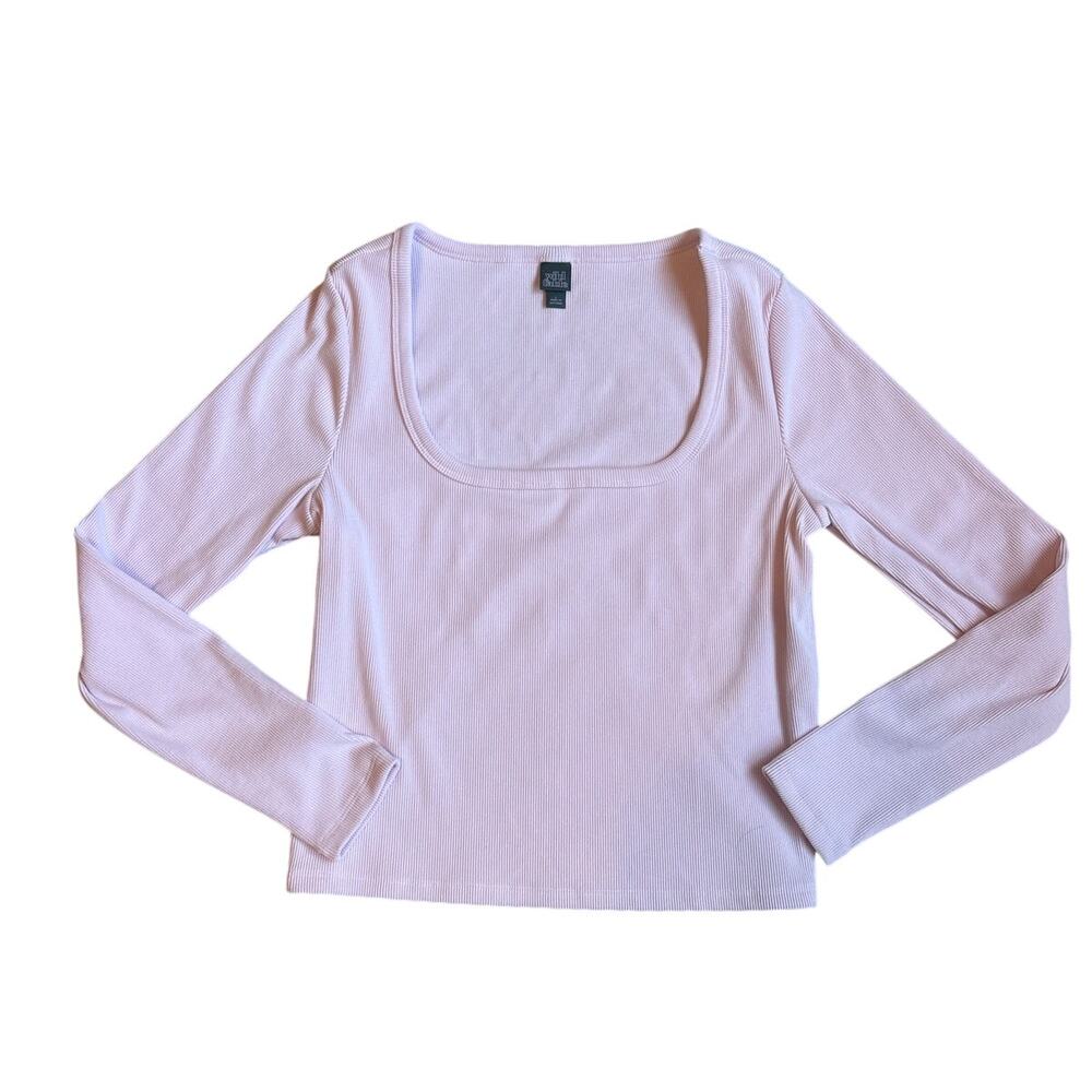 Wild Fable light pink ribbed square neckline long sleeve shirt SIZE‎ L